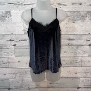 Nine West Faux Velvet Lace Camisole Blue Size XS